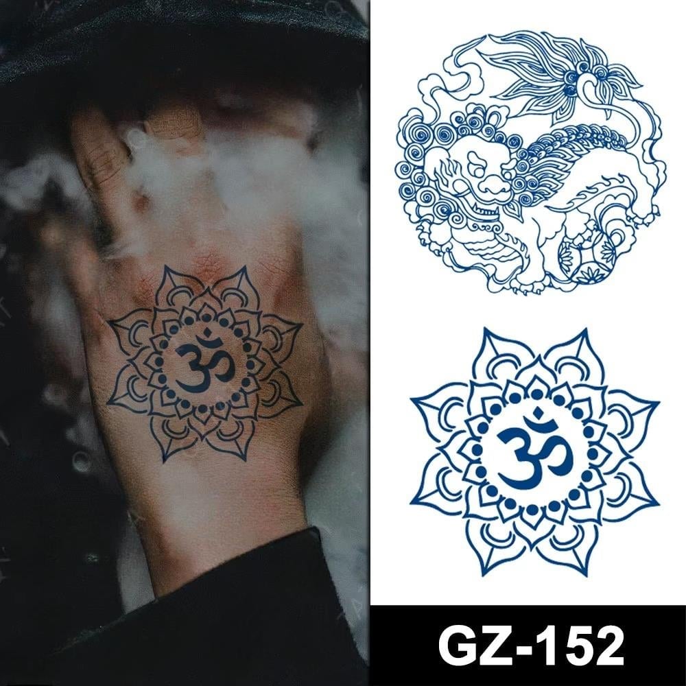 ejderha ve om mandala yarı kalıcı ORTA BOY DÖVME 