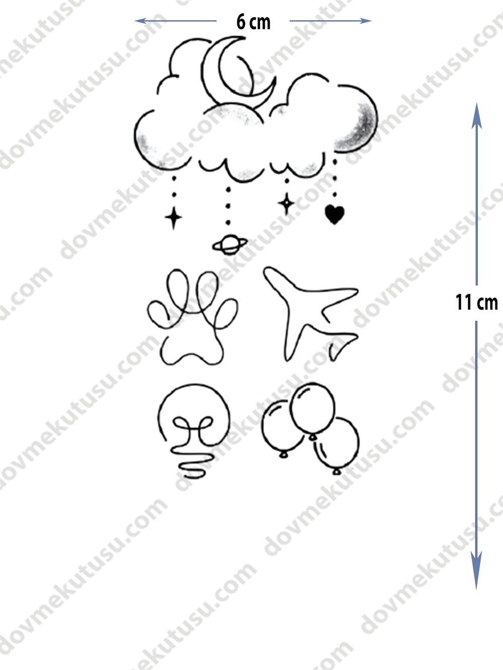 Geçici Dövme | Bulut, Uçak ve Balon – Gökyüzünün Özgürlüğü