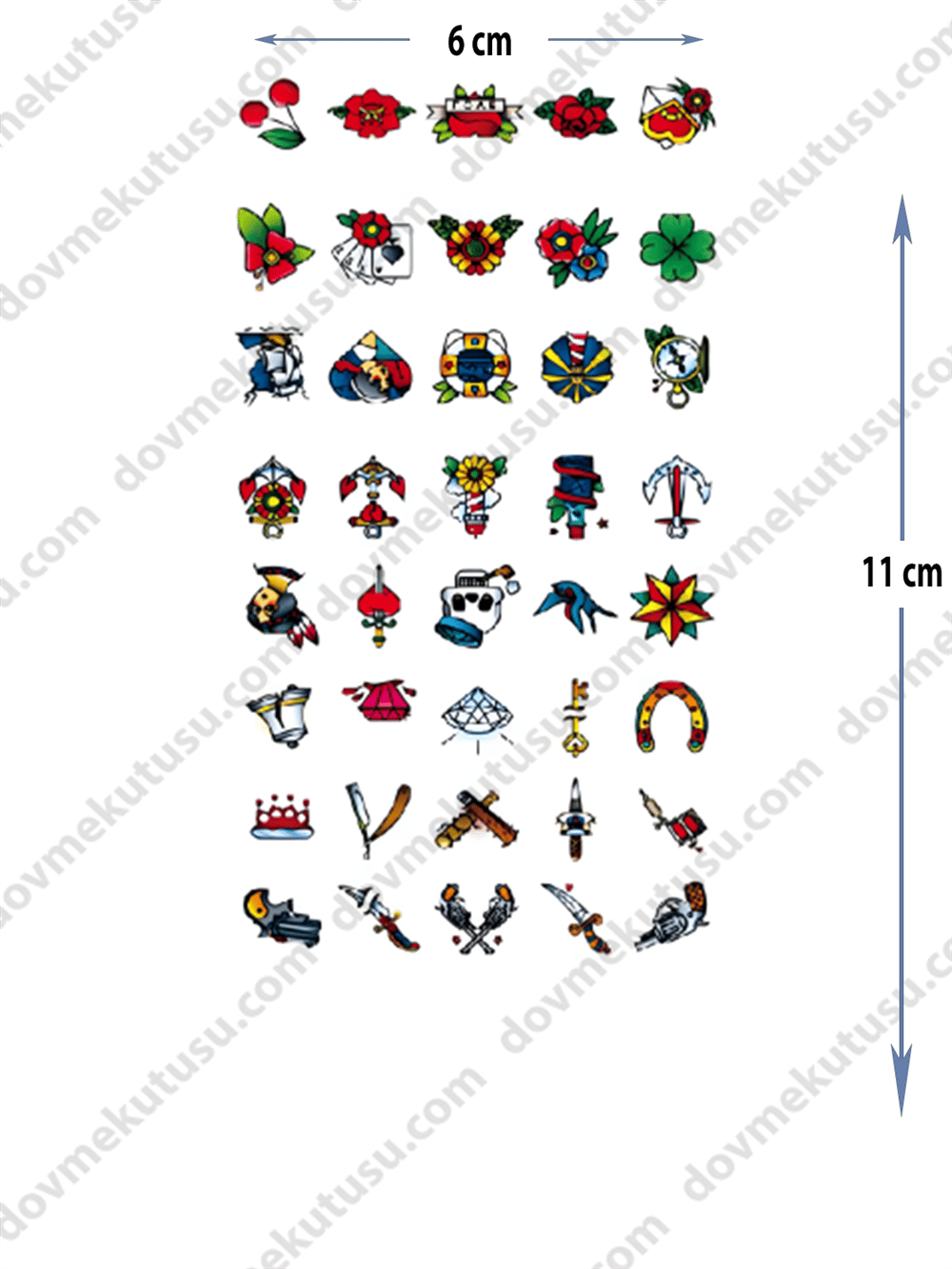 Geçici Dövme | Çapa, Taç ve Çiçek Tasarımı: Güçlü ve Zarif Bir Kombinasyon