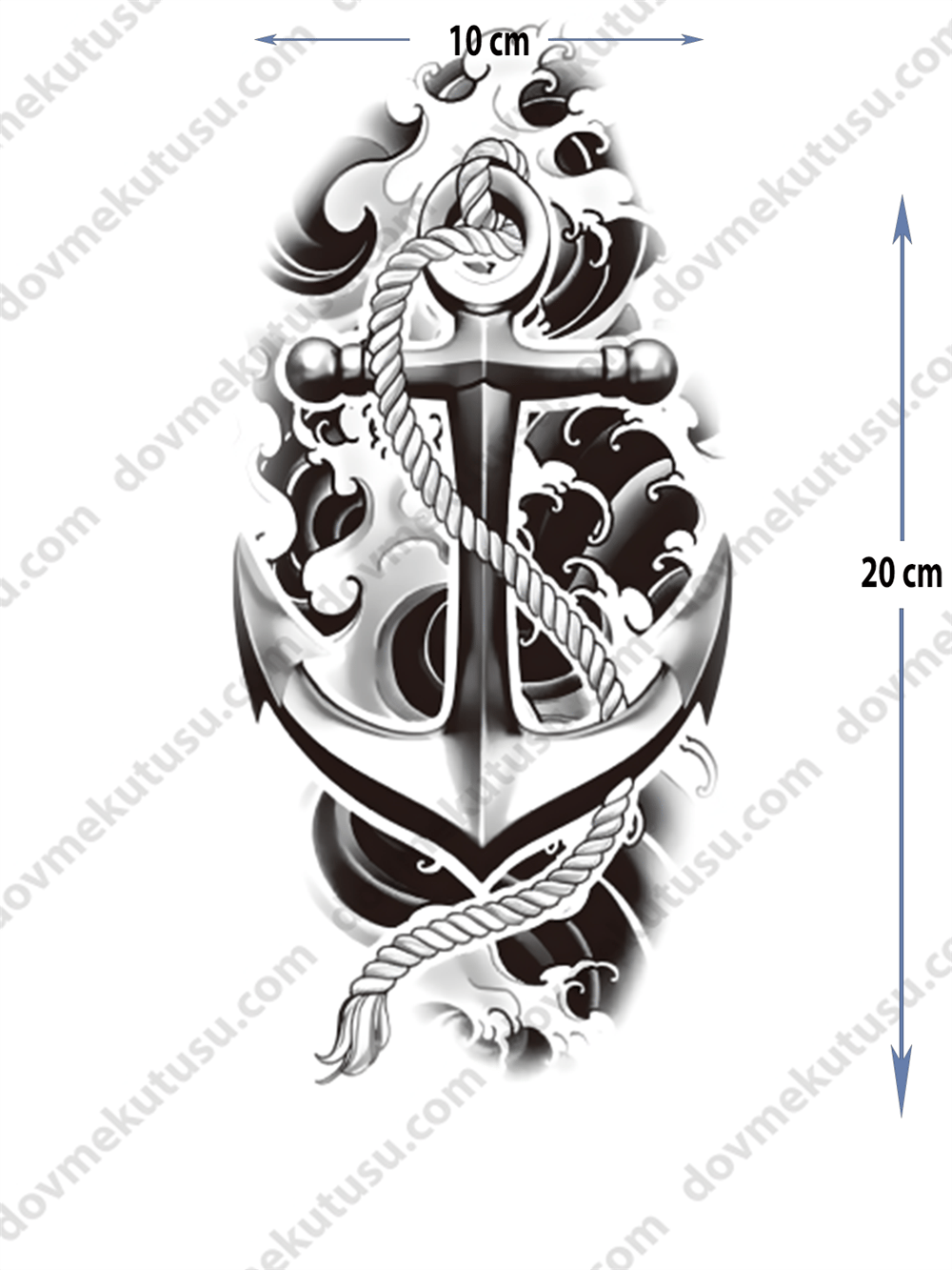 Geçici Dövme – Çapa ve Halat 3D Motifi ile Sabır, Bağlılık ve Dayanıklılığın Sembolü!