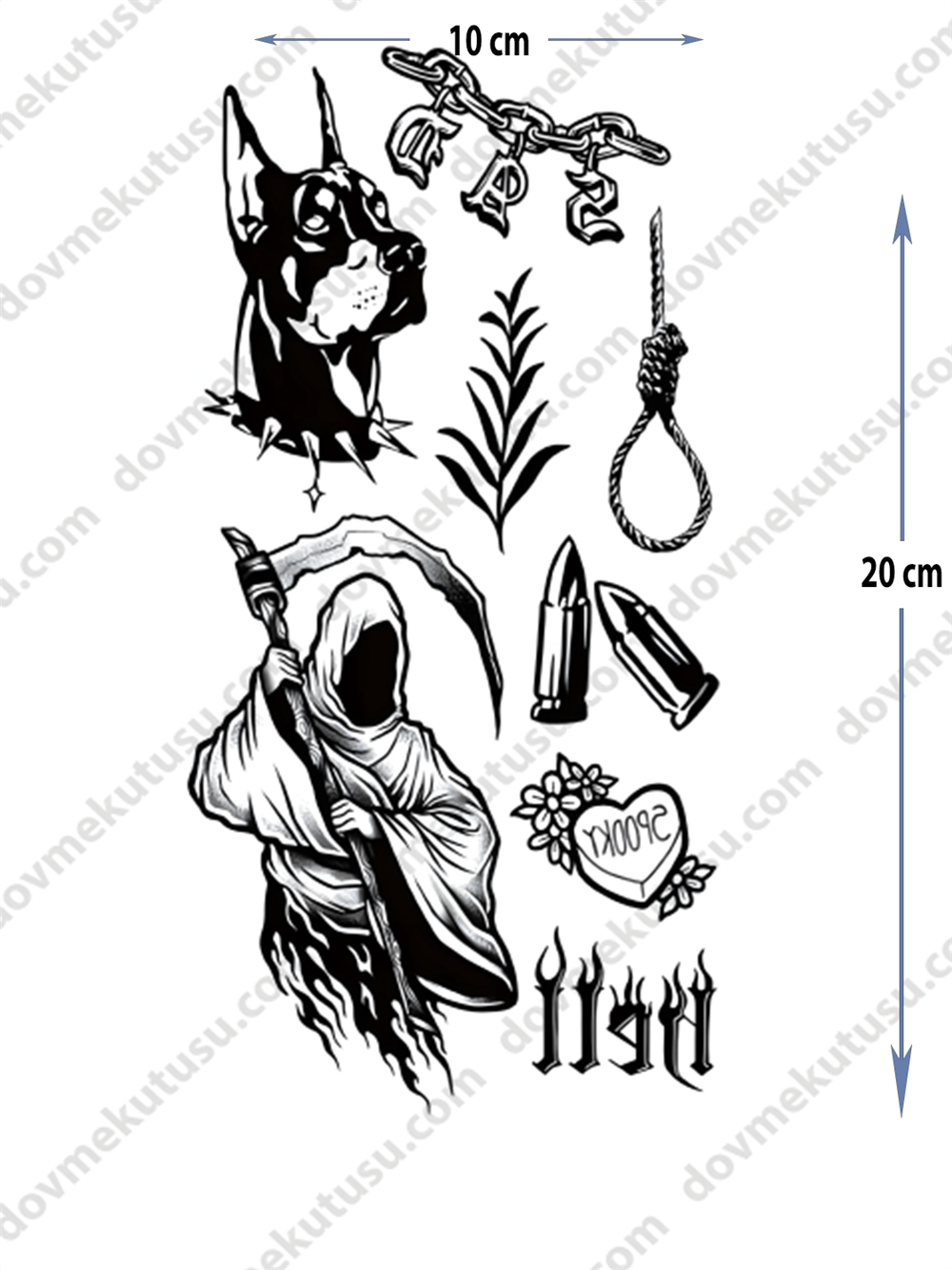 Geçici Dövme – Doberman ve Mermi 3D Motifi ile Güç, Koruma ve Tehlikenin Sembolü!