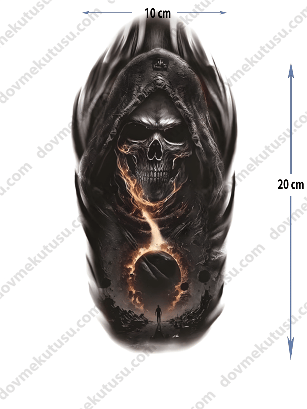 Geçici Dövme – Evren, Gezegen ve İskelet 3D Motifi ile Sonsuzluk, Hayat ve Ölümün Dönüşümü!