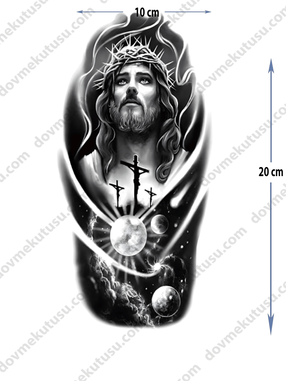 Geçici Dövme – Galaksi ve İsa Çarmıhı 3D Motifi ile Evren, İnanç ve Kurtuluşun Sembolü!