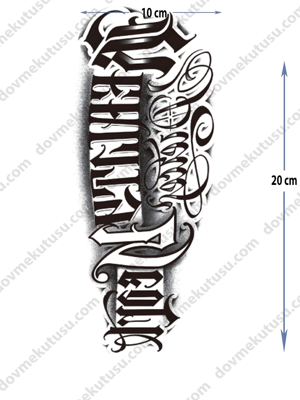 Geçici Dövme -gotik elyazısı mürekkep dövmesi 