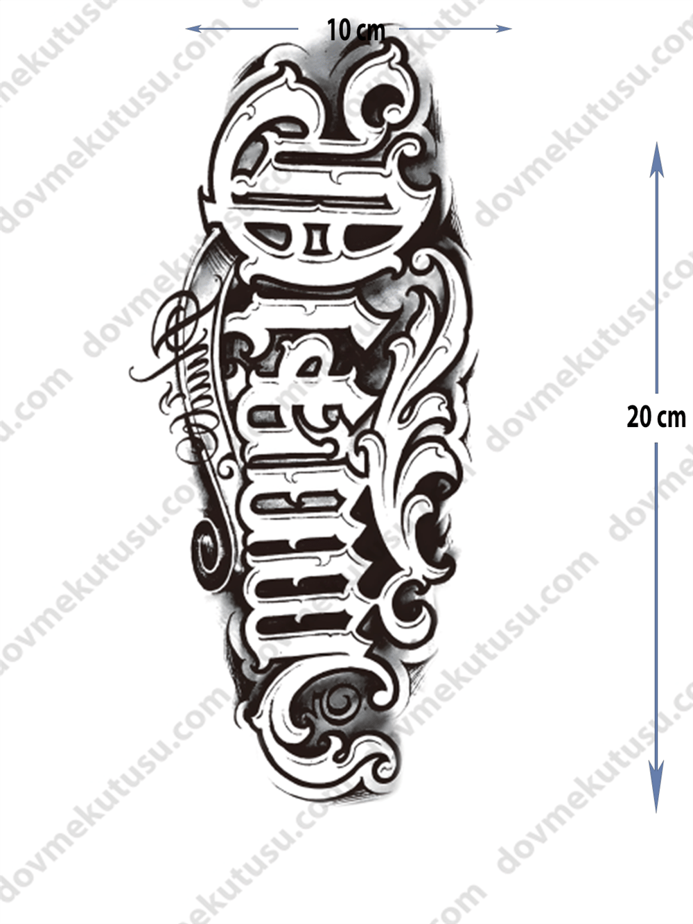 Geçici Dövme – Gotik Yazı 3D Motifi ile Karanlık, Güçlü ve Zengin Anlamların Sembolü!