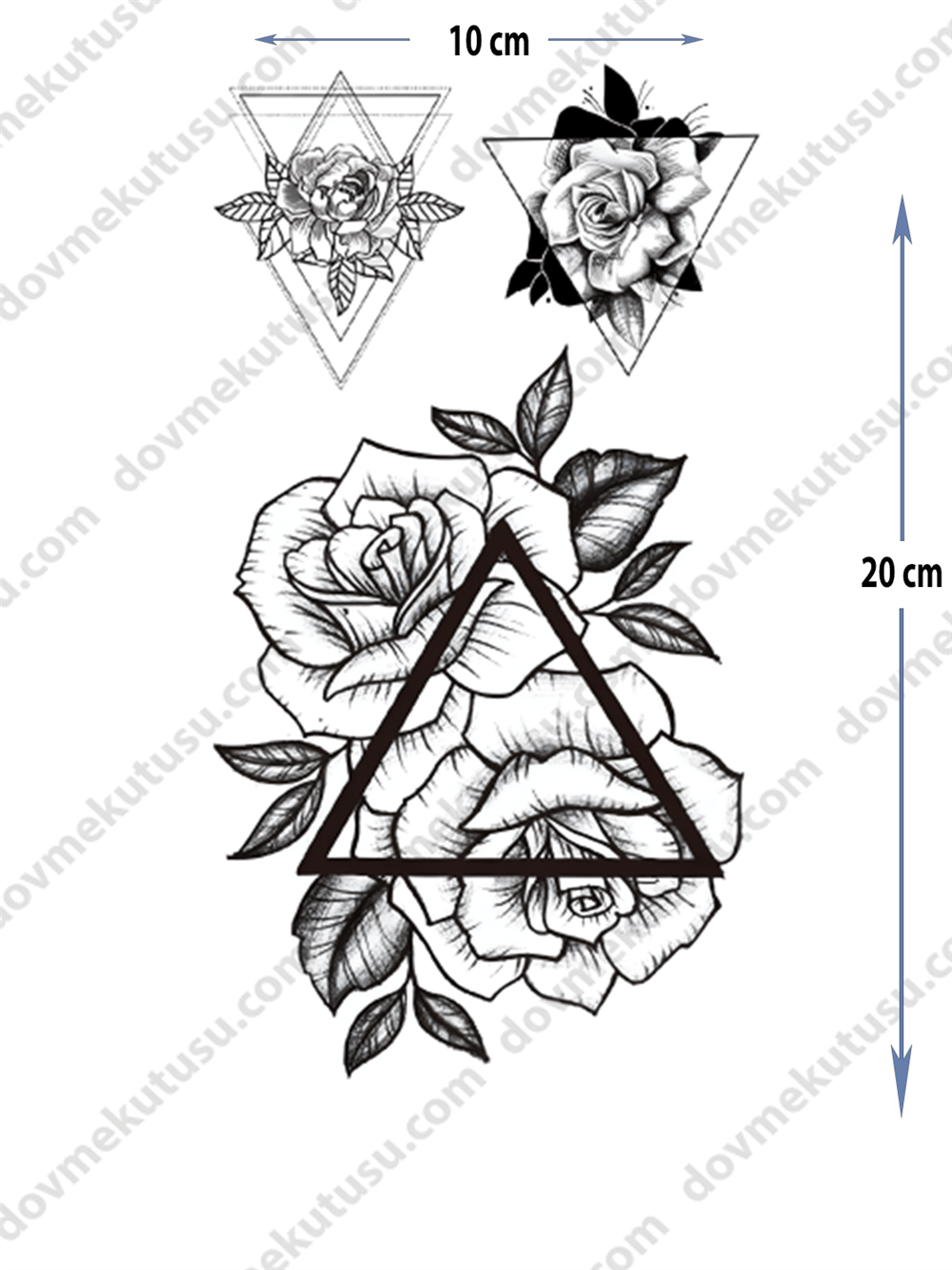 Geçici Dövme – Gül ve Üçgen 3D Motifi ile Estetik, Denge ve Ruhsal Yükselmenin Sembolü!