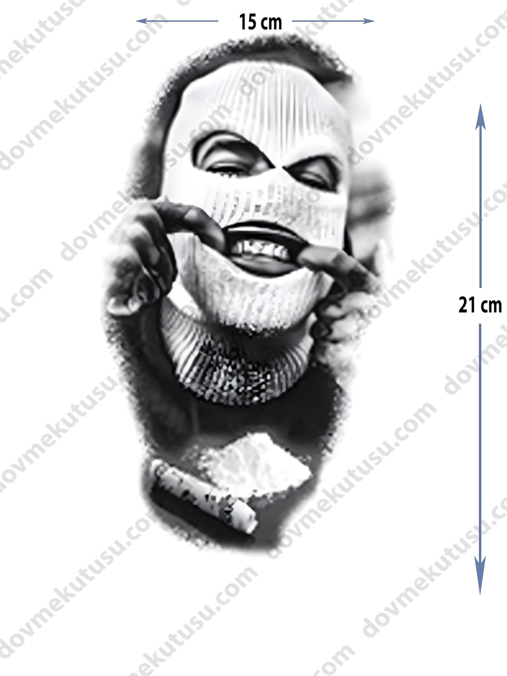 Geçici Dövme | Gülümseyen Yüz Maskesi Tasarımı – Gizemin ve İfadenin Birleşimi
