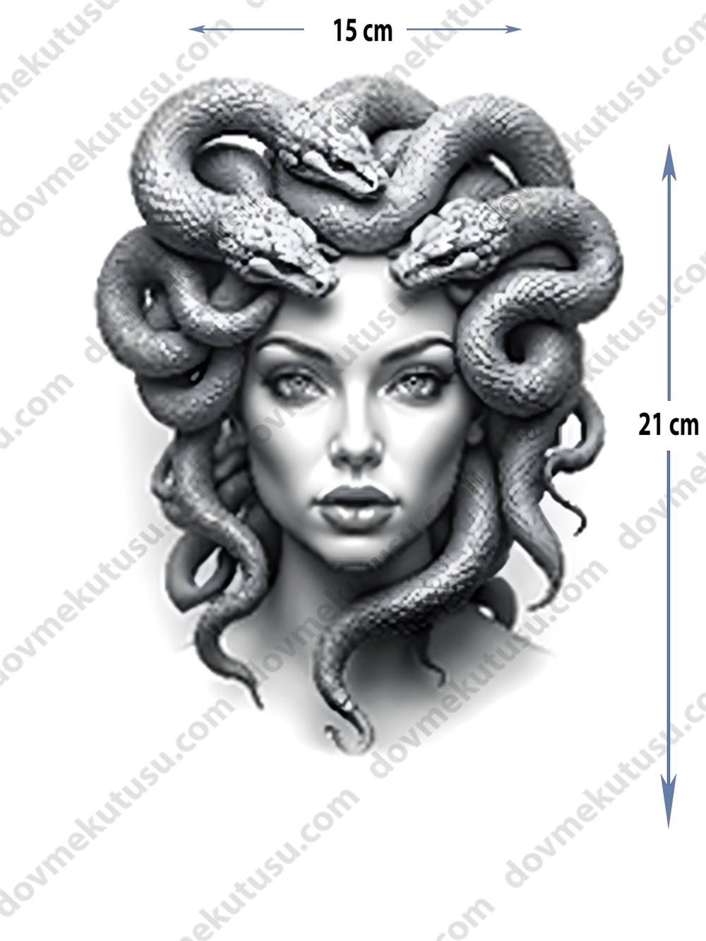 Geçici Dövme | Kadın Yüzü ve Yılan Tasarımı – Gizem ve Gücün Birleşimi