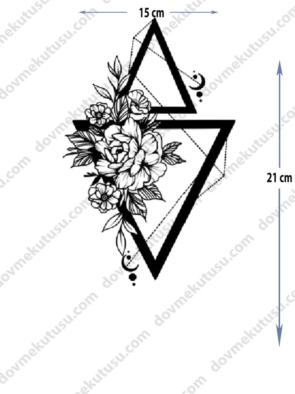 Geçici Dövme | Kafatası, Kılıç, Kalp ve Alev Tasarımı – Gücün, Aşkın ve Cesaretin Simgesi