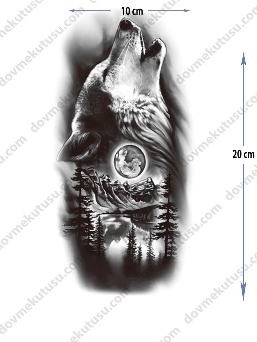 Geçici Dövme – Kurt 3D Motifi ile Özgürlük, Güç ve Doğanın Yırtıcı Ruhunun Sembolü!