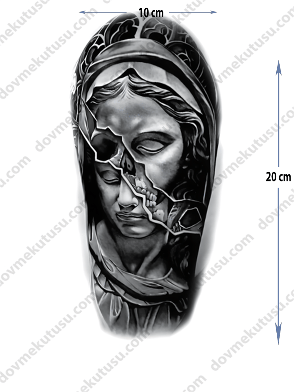 Geçici Dövme – Meryem Ana 3D Motifi ile İnanış, Koruma ve İlahi Merhametin Sembolü!