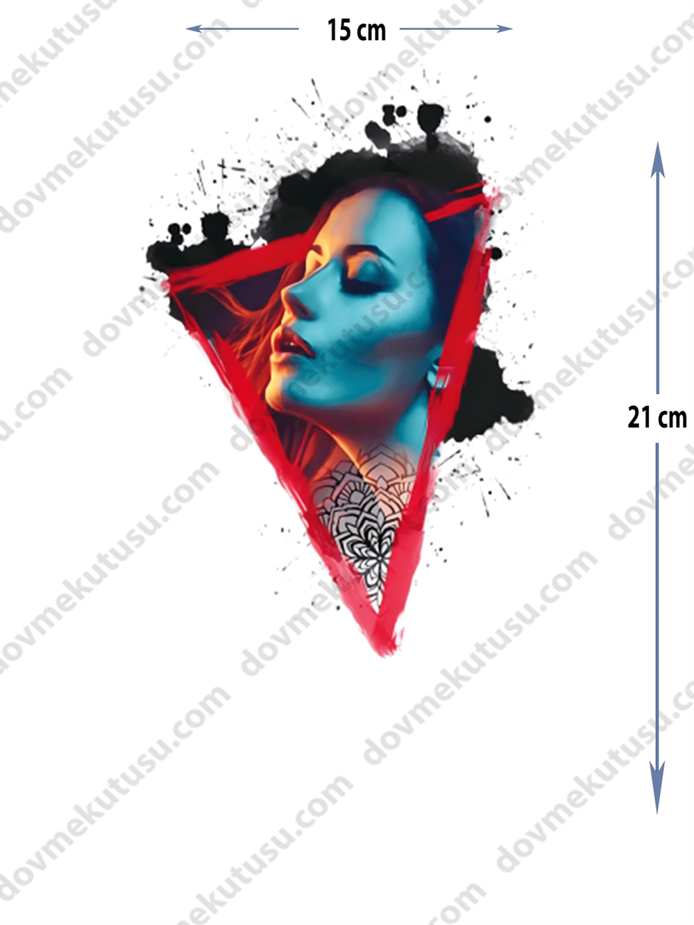 Geçici Dövme | Üçgen ve Kadın Yüzü Tasarımı – Geometrik Form ve Duygusal İfade