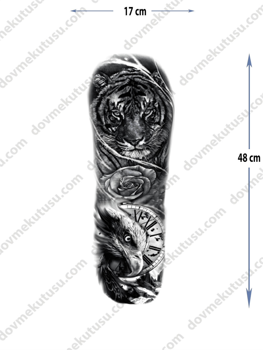 Geçici Kol Kaplama Dövme – Aslan ve Kartal Motifi ile Güç, Asalet ve Özgürlüğün Sembolü!