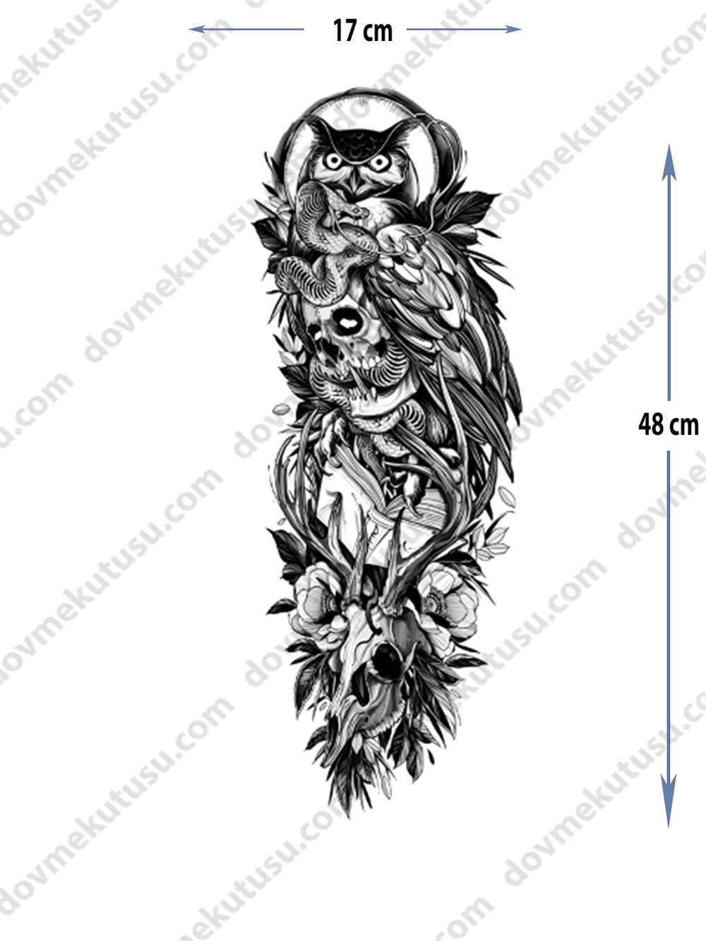 Geçici Kol Kaplama Dövme – Baykuş ve Yılan Motifi ile Bilgelik, Gizem ve Gücün Sembolü!
