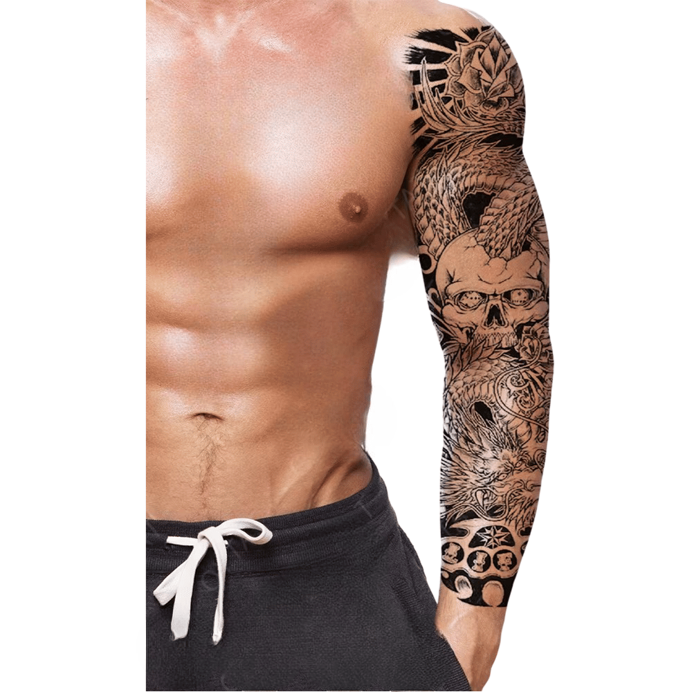 Geçici Kol Kaplama Dövme – Ejderha Figürü ile Güç, Yıkıcılık ve Efsanenin Sembolü!