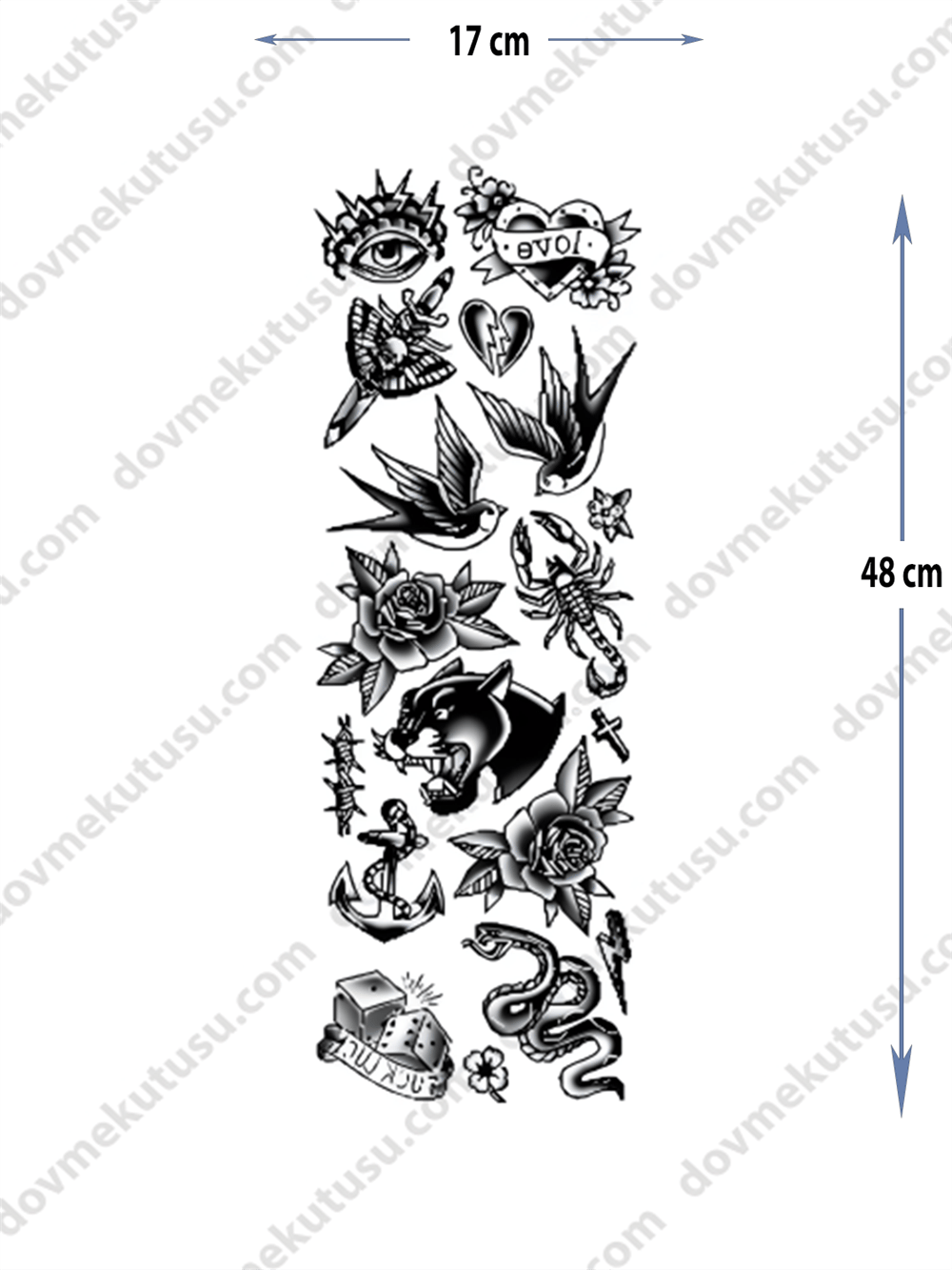 Geçici Kol Kaplama Dövme – Göz, Kalp ve Çiçek Motifleri ile Aşk, Farkındalık ve Doğanın Birleşimi!