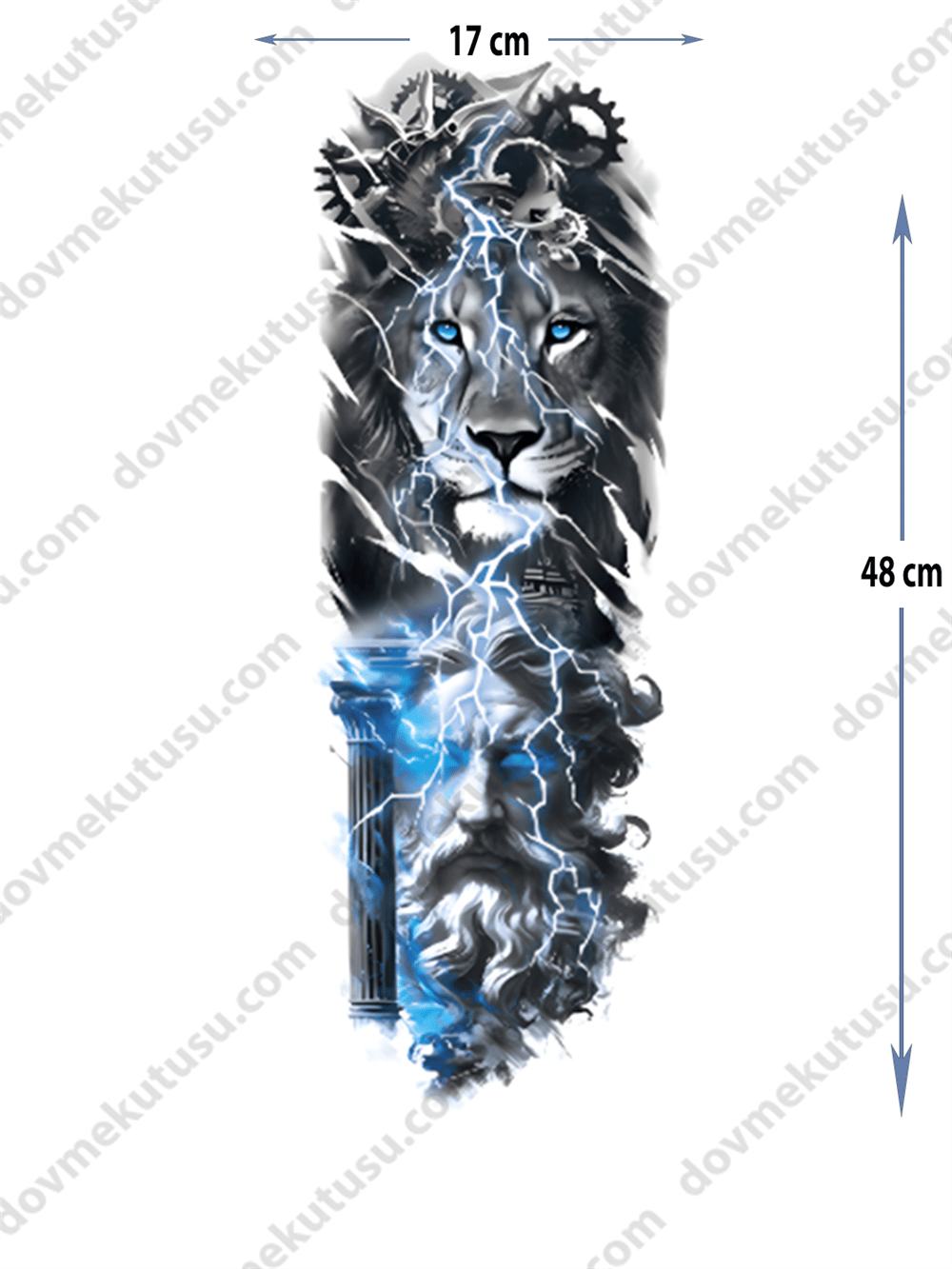 Geçici Kol Kaplama Dövme – Kaplan ve Şimşek Motifi ile Güç, Hız ve Yıkıcılığın Sembolü!