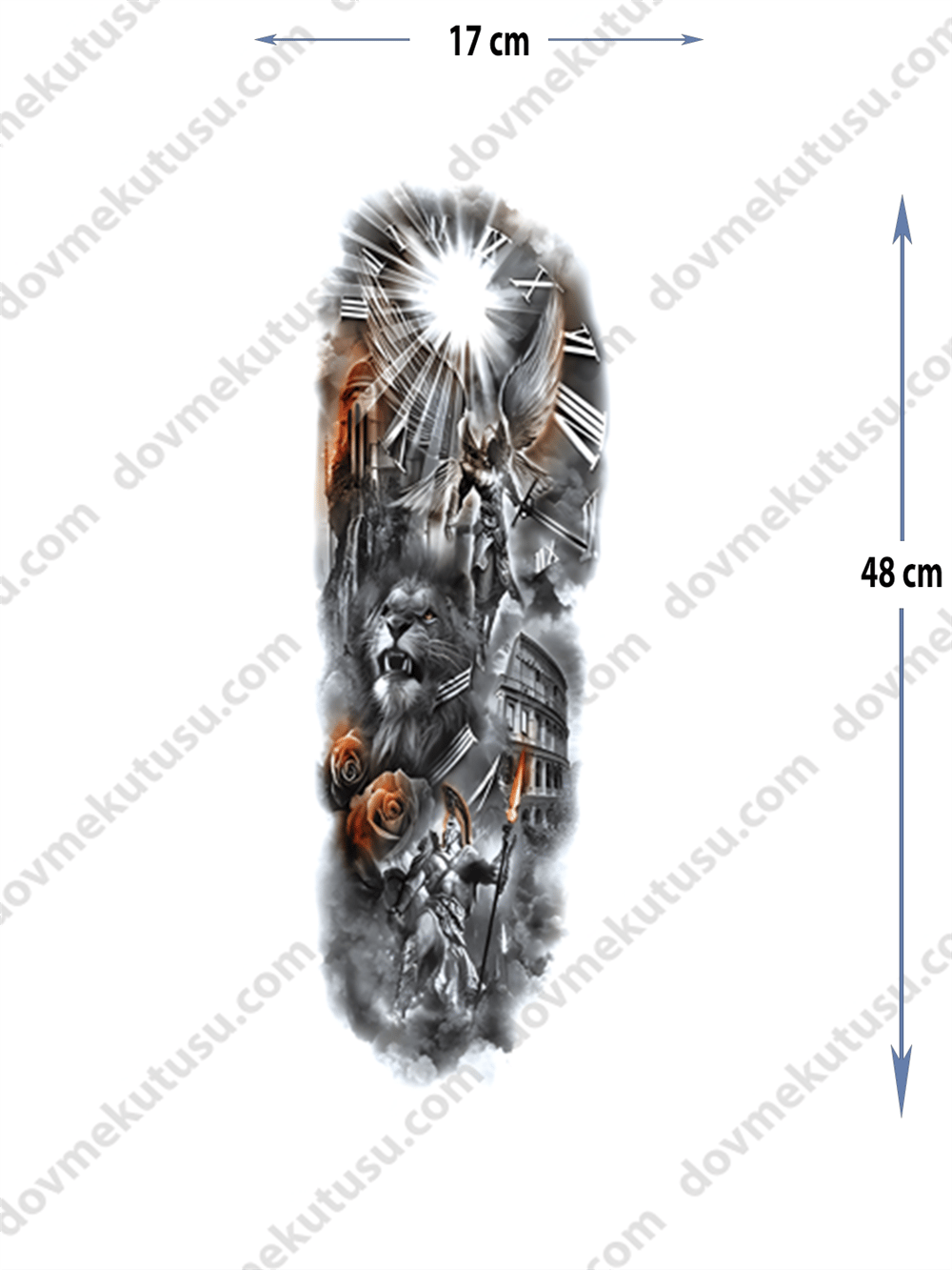 Geçici Kol Kaplama Dövme – Melek ve Işık Motifi ile Maneviyat, Rehberlik ve Ruhsal Aydınlanmanın Sembolü!
