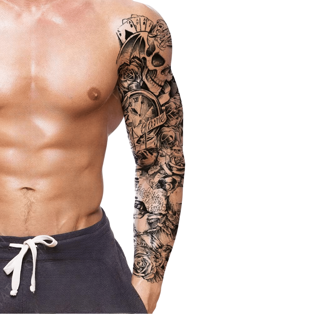 Geçici Kol Kaplama Dövme – Poker Kart Desteği Motifi ile Şans, Strateji ve Maceranın Sembolü!