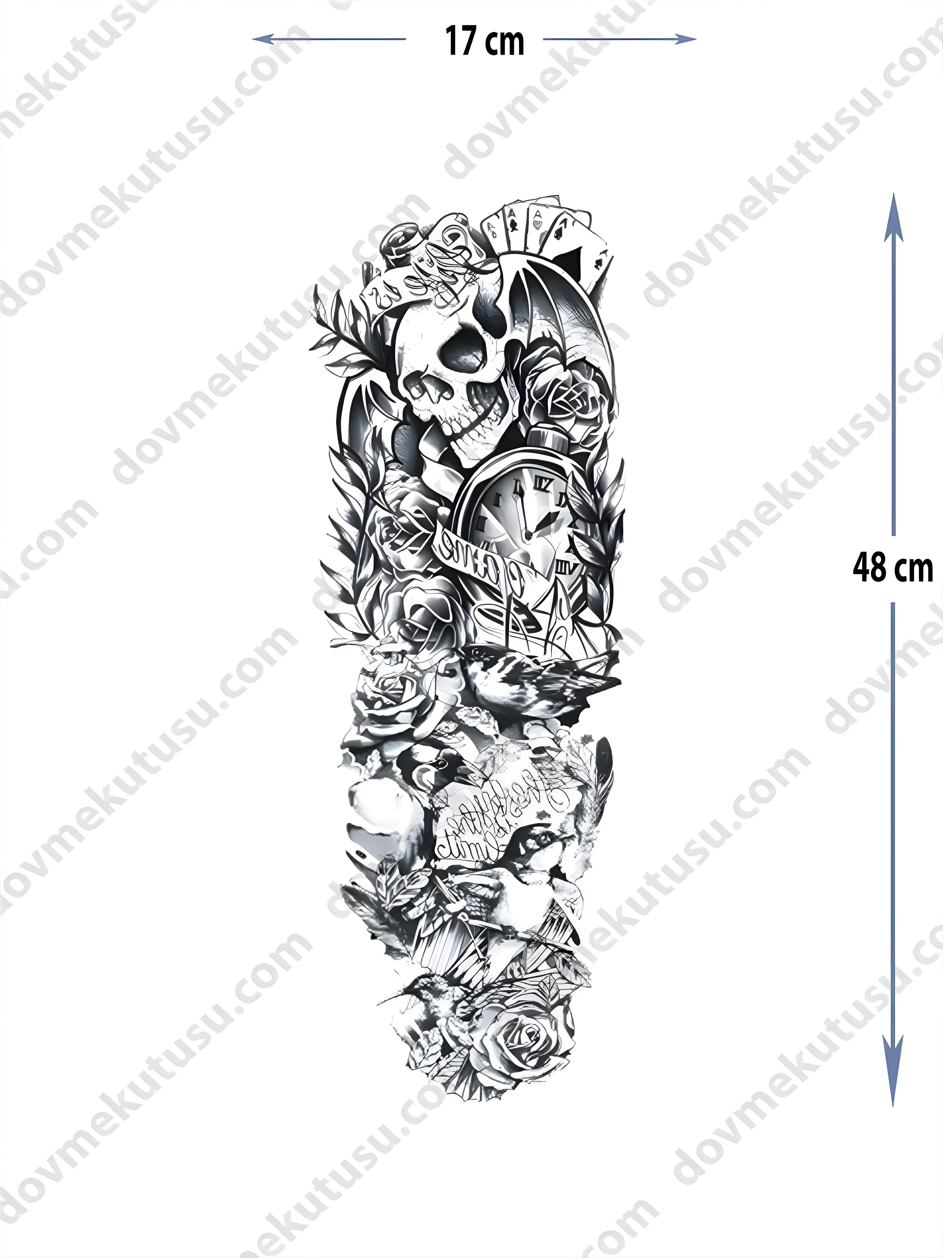 Geçici Kol Kaplama Dövme – Poker Kart Desteği Motifi ile Şans, Strateji ve Maceranın Sembolü!