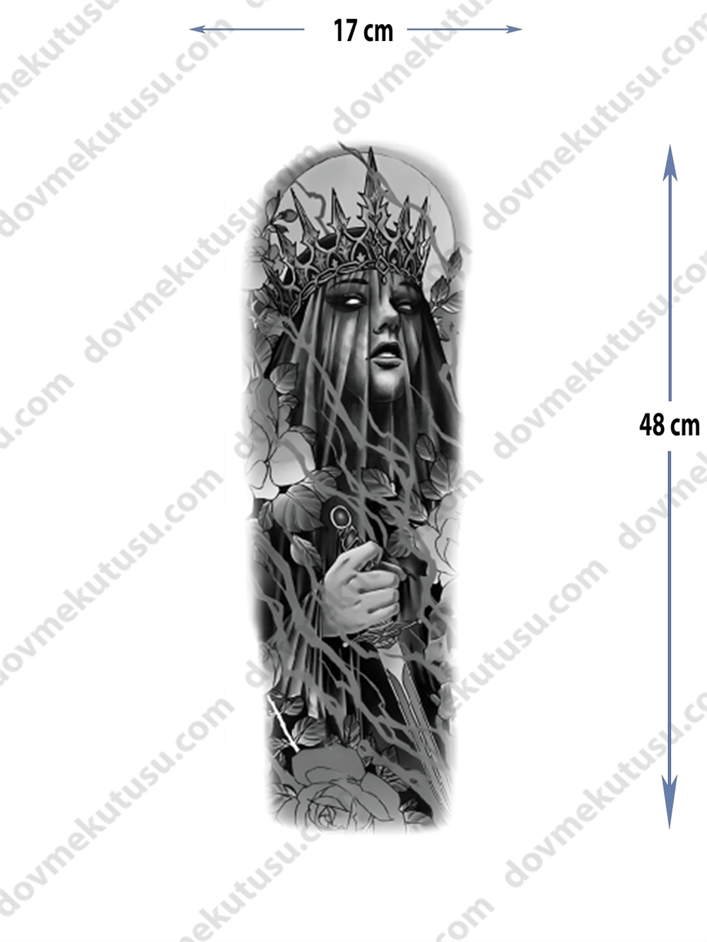 Geçici Kol Kaplama Dövme – Taç ve Melek Motifi ile Kraliyet, İman ve İlahi Gücün Sembolü!