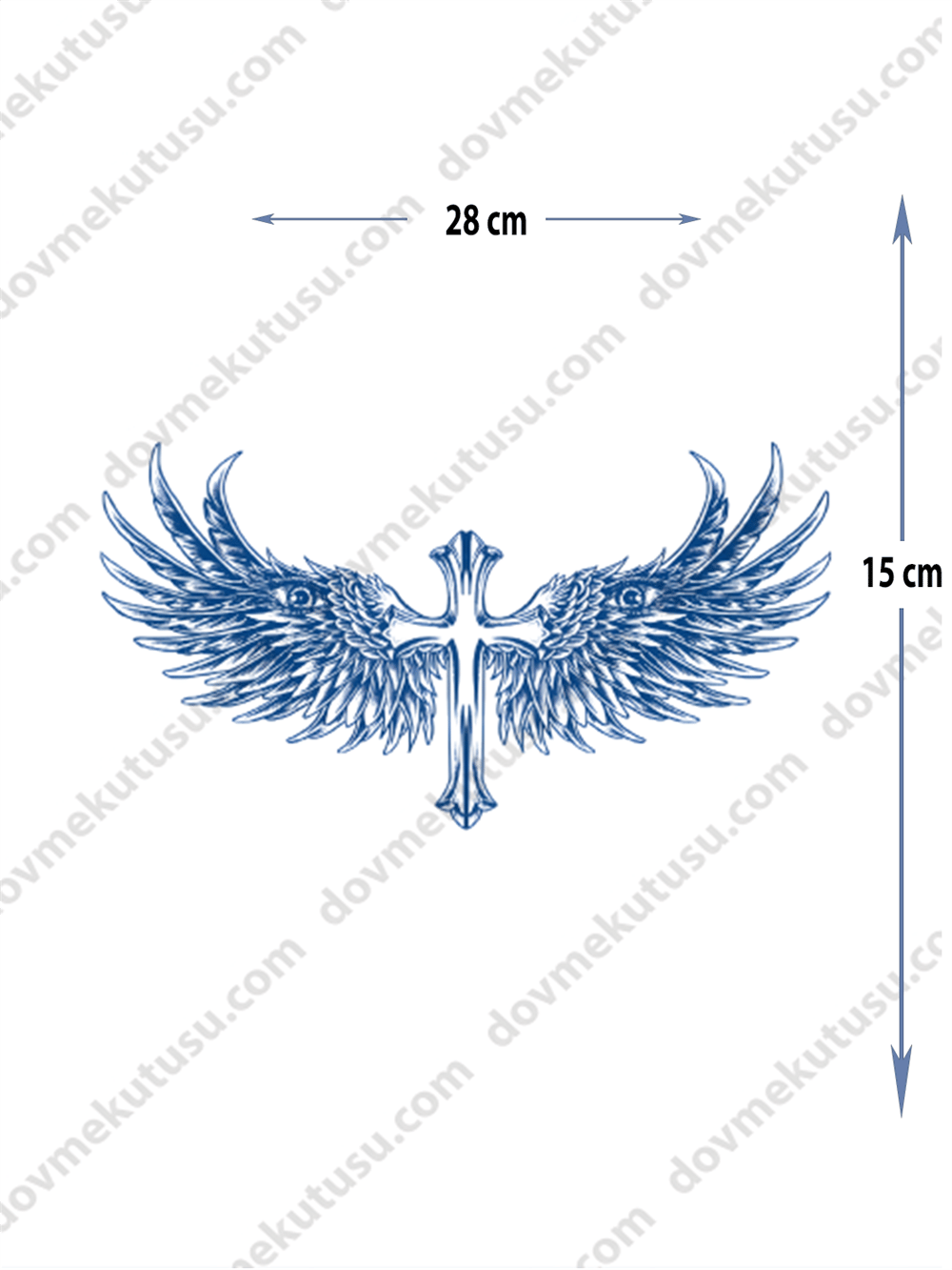 gotik kanatlı haç yarı kalıcı Gögüs Dövme 