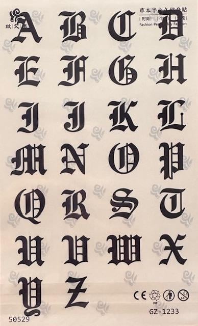 Harf , Yazı İsim Yazılabilen Model Yarı Kalıcı Dövme 