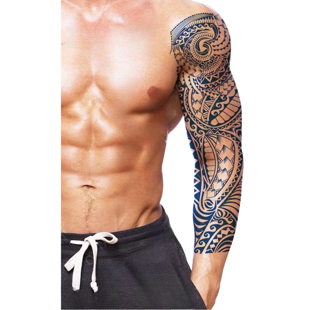 kabile polinezya figürlü yarı kalıcı Kol Kaplamalı Dövme 