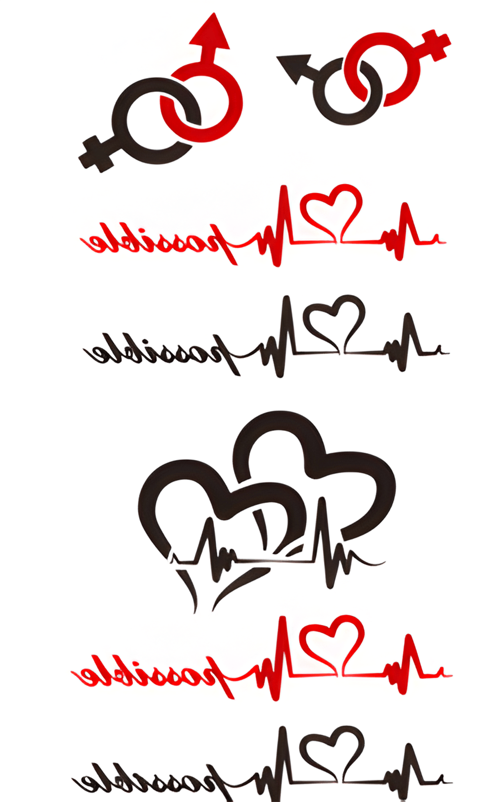 Kalp Atışı ve Sevgi Sembolü Geçici Dövme