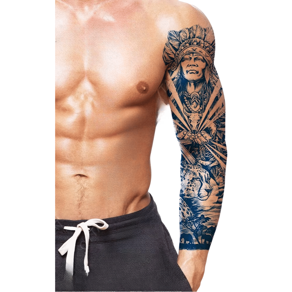 kızıldereli leopar figürlü yarı kalıcı Kol Kaplamalı Dövme 