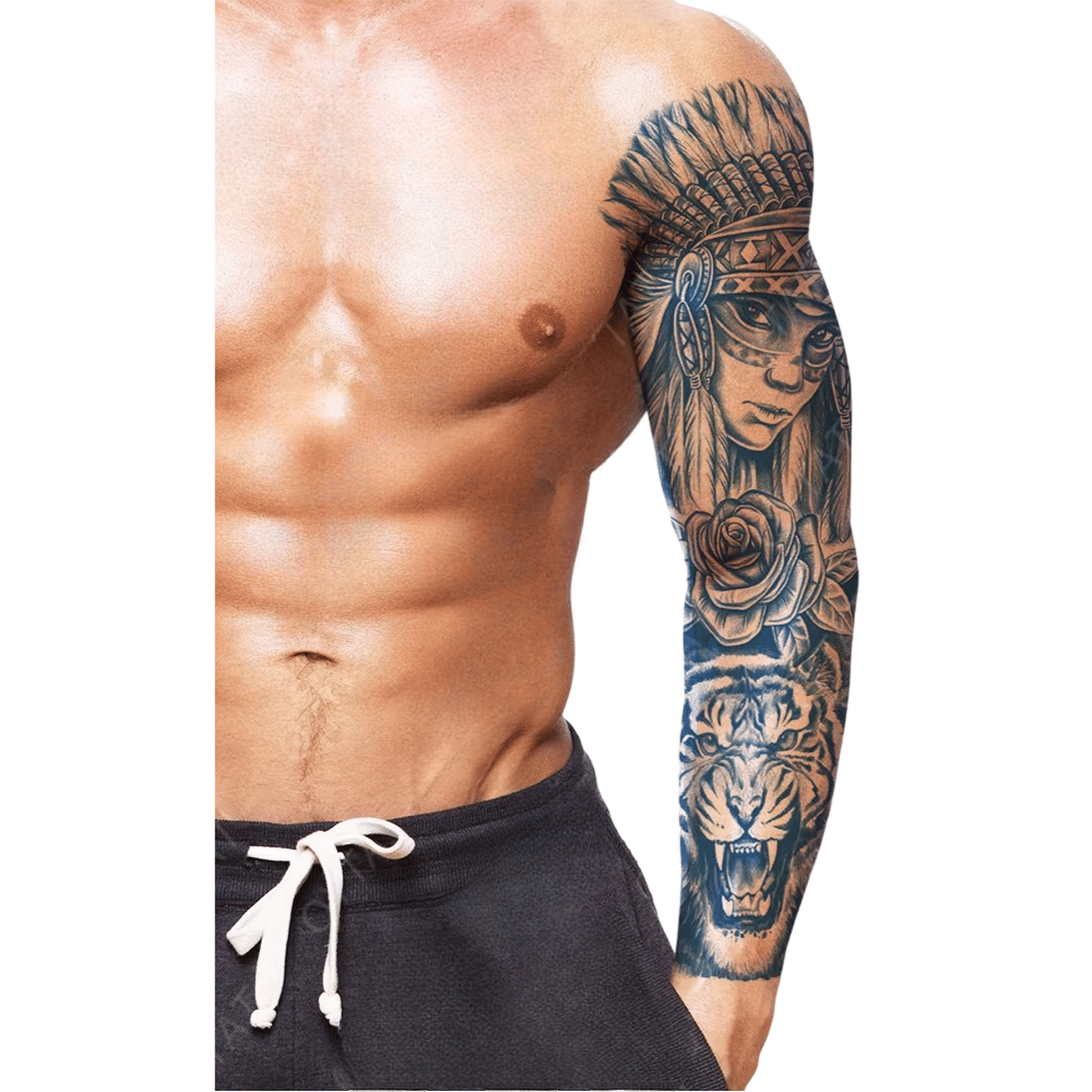 kızıldereli ve kaplan yarı kalıcı Kol Kaplamalı Dövme 