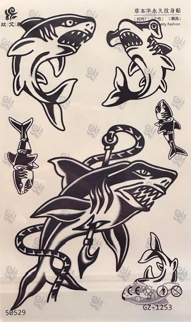 Köpek Balığı -Korkusuz Ruhun Sembolü Yarı Kalıcı Dövme 