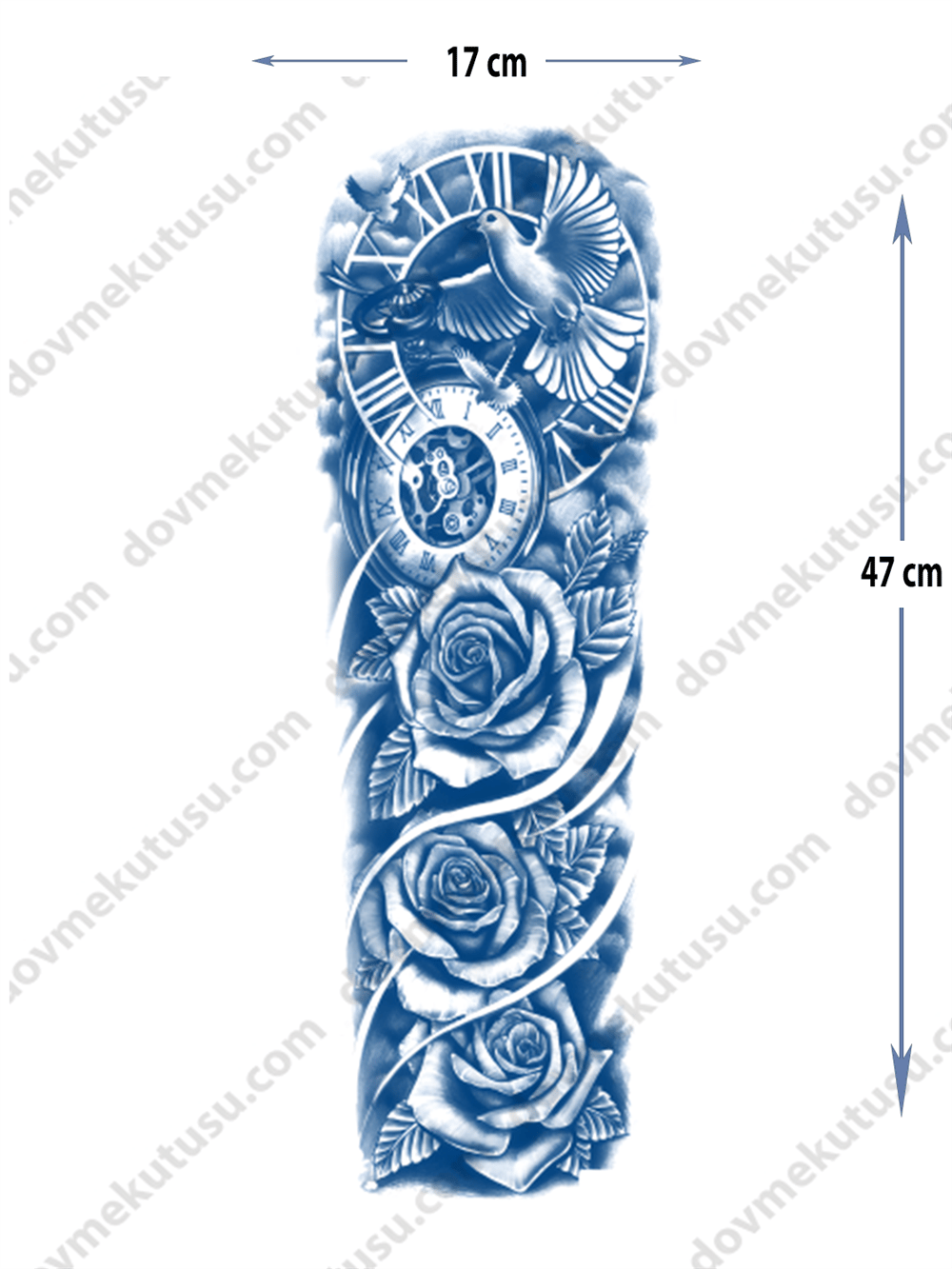 kuş ve gül yarı kalıcı Kol Kaplamalı Dövme 