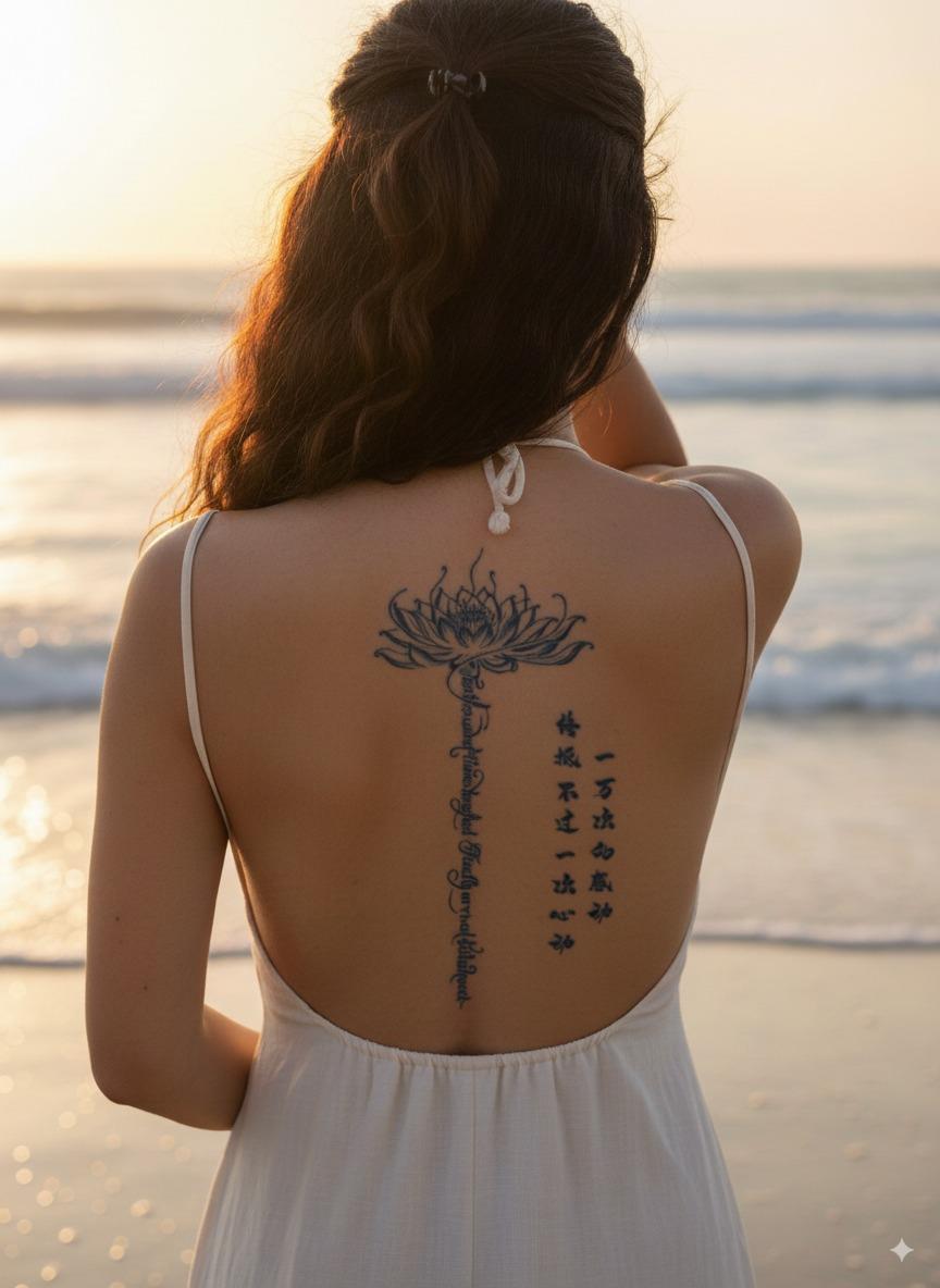 Lotus çiçeği yarı kalıcı  dövmesi 