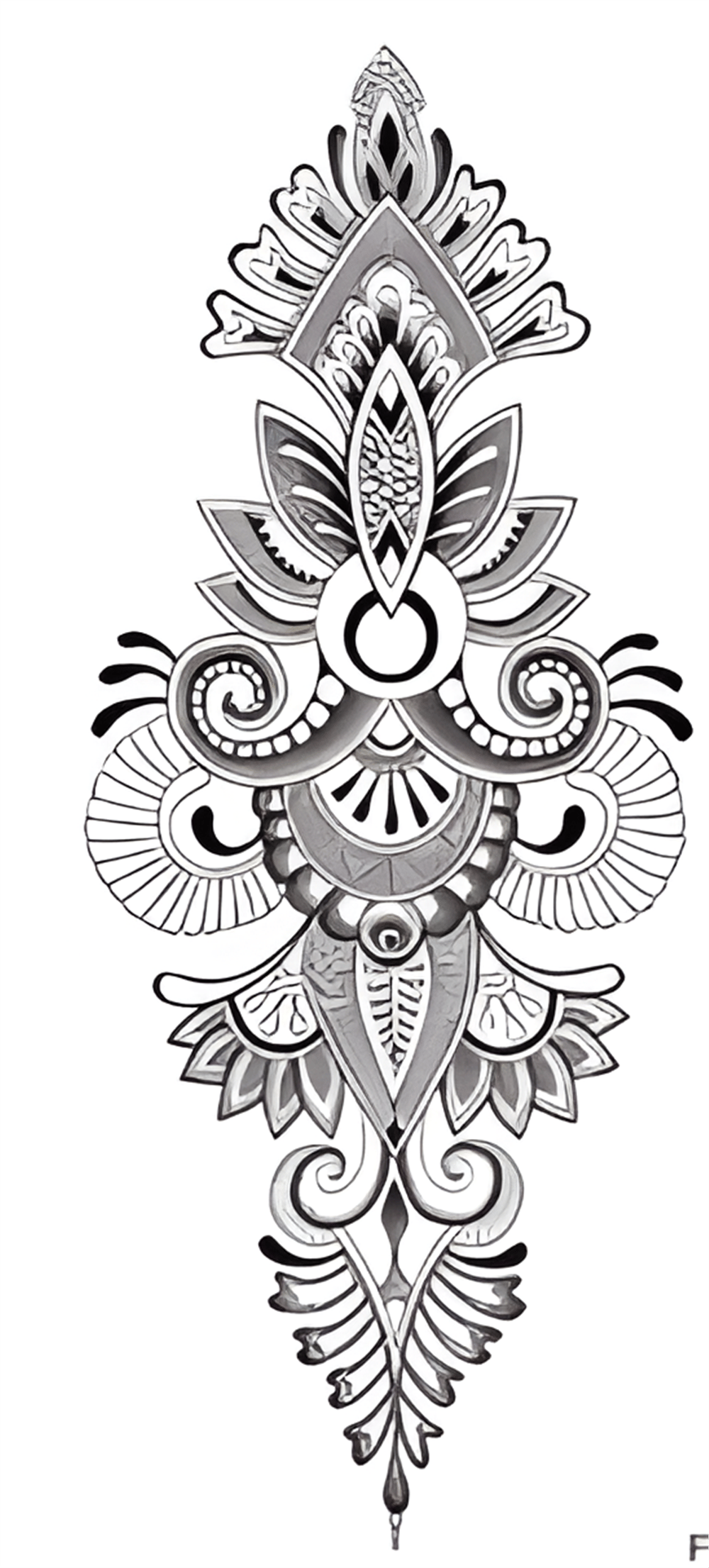 Mandala çiçek ve figürler Geçici dövme 