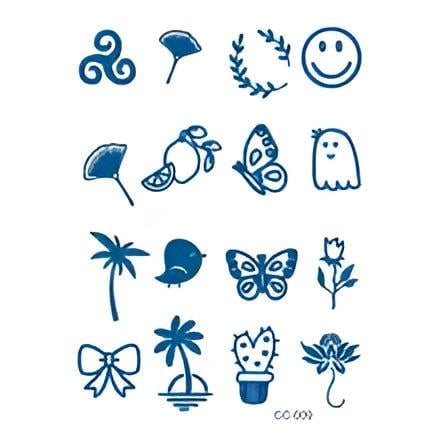 MİNİMAL PARMAK ÜSTÜ YARI KALICI DÖVME (SMİLE,KELEBEK,ÇİÇEK 17 ADET )