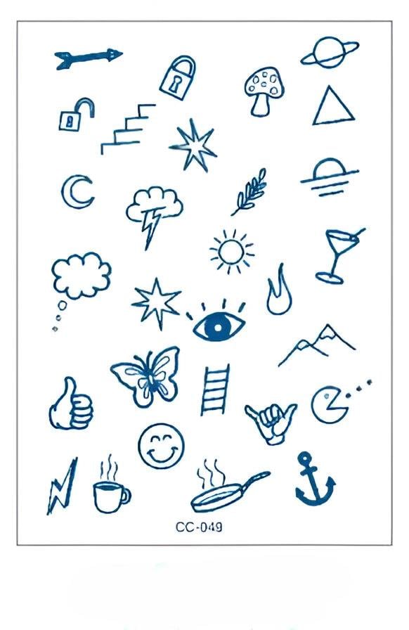 MİNİMAL PARMAK ÜSTÜ YARI KALICI DÖVME (HAYAL,GÖZ,KİLİT 30 ADET )