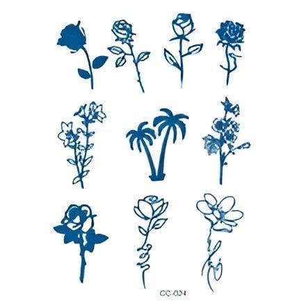 MİNİMAL PARMAK ÜSTÜ YARI KALICI DÖVME (ÇİÇEK ,GÜL PALMİYE 10 ADET)