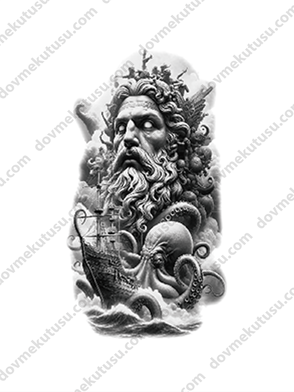 Poseidon Yarım Kol Kaplama Geçici Dövme Modelleri: Mitolojik Tasarımlar ve Güçlü İkonlar