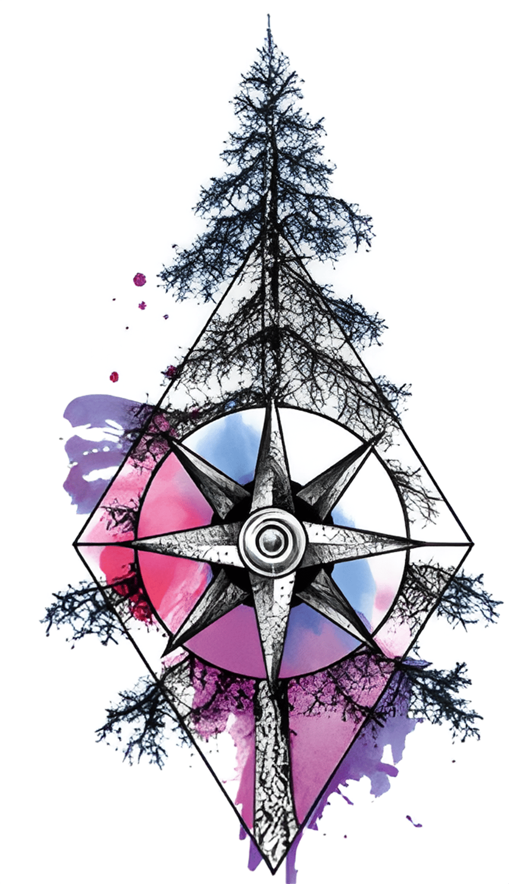 Pusula ağaç doğa Geçici Dövme 