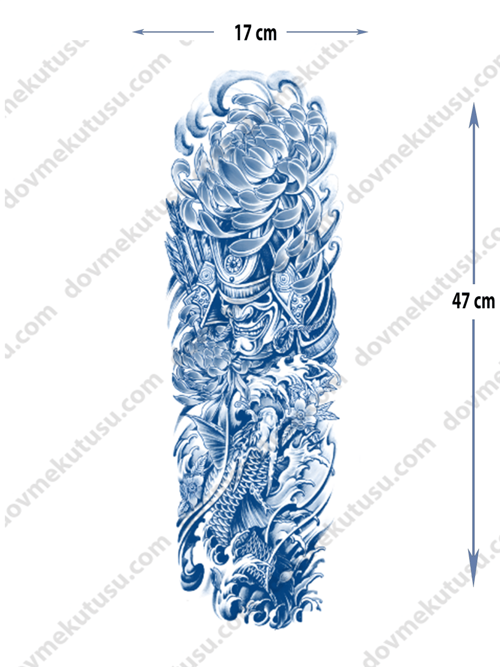 samuray ve koi balığı yarı kalıcı Kol Kaplamalı Dövme 