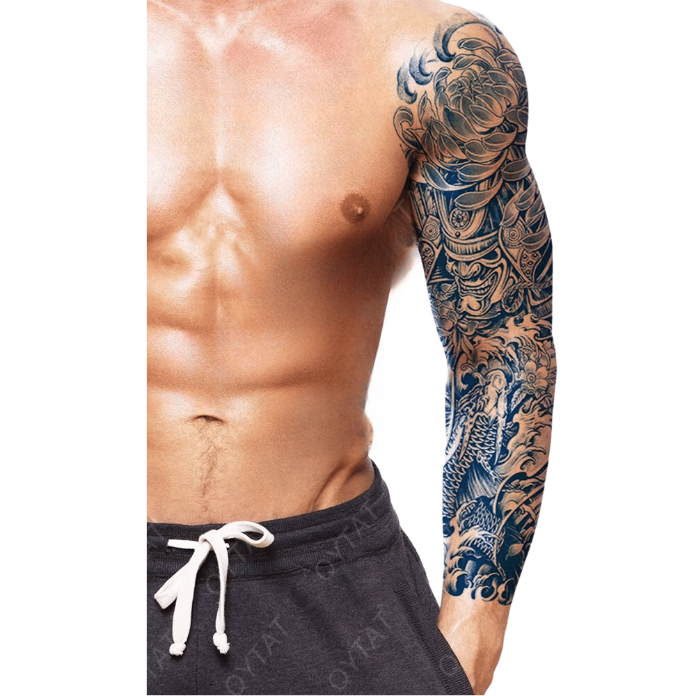 samuray ve koi balığı yarı kalıcı Kol Kaplamalı Dövme 