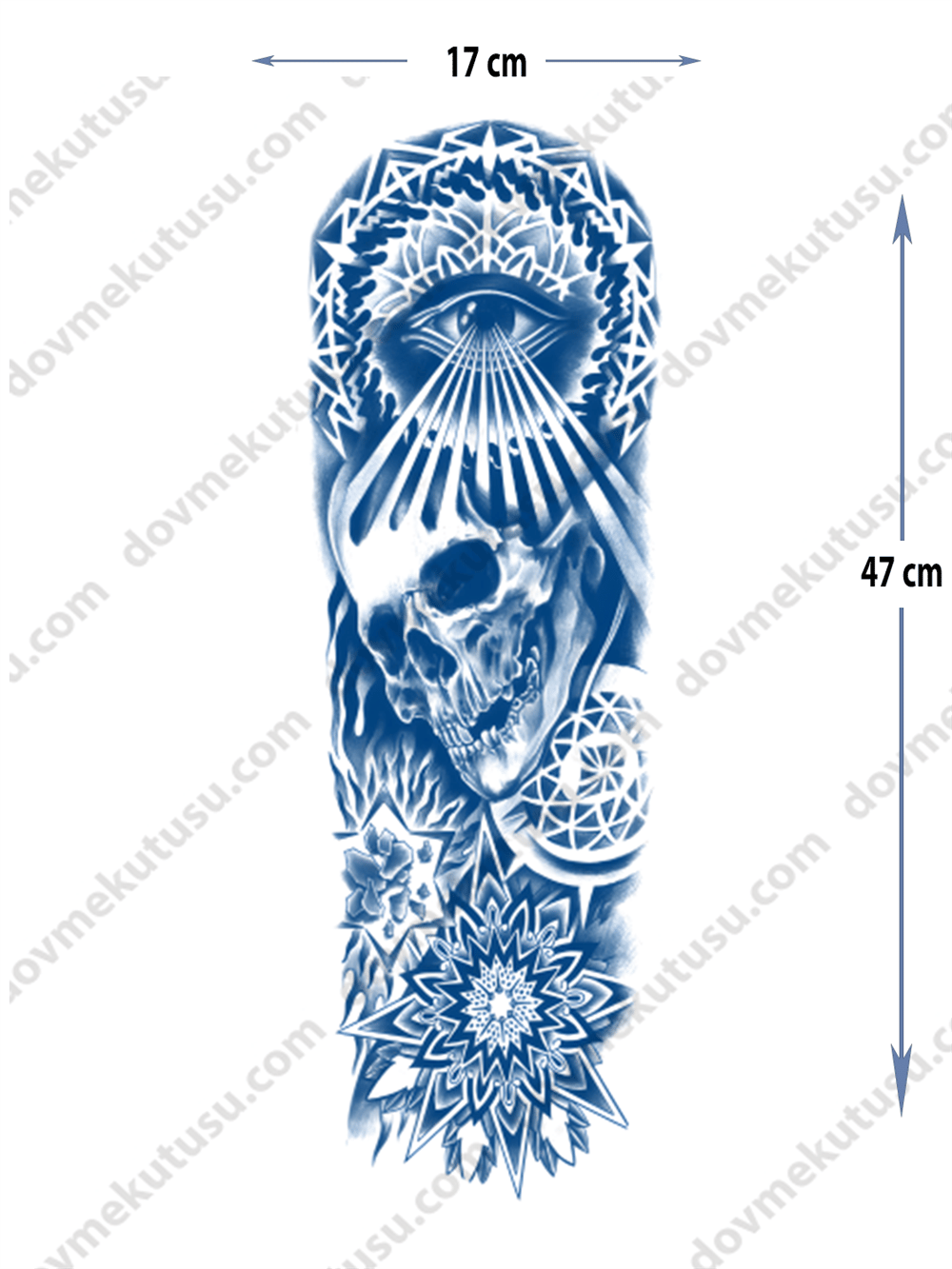 üçüncü göz ve ışınlar figürlü yarı kalıcı Kol Kaplamalı Dövme 