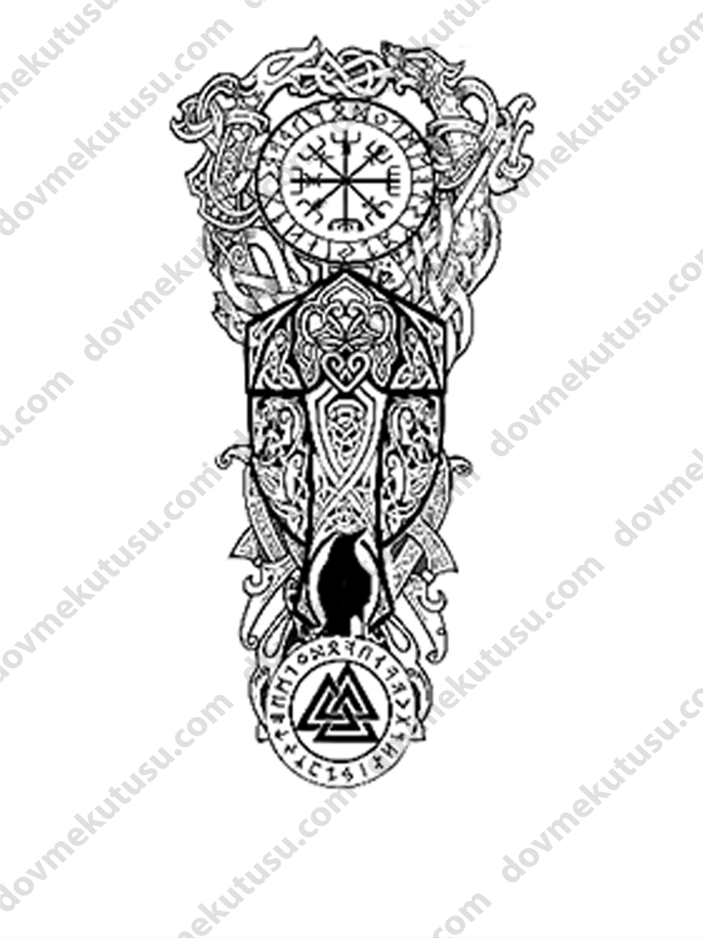 Viking Pusulası Yarım Kol Kaplama Geçici Dövme Modelleri: Vegvisir ile Yolunu Bul