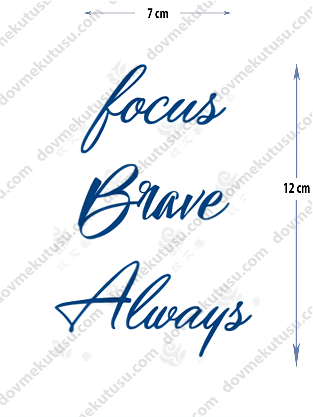 Yarı Kalıcı 'Focus, Brave, Always' Motifi Dövme – Odaklanma, Cesaret ve Sürekli Gücün Sembolü!