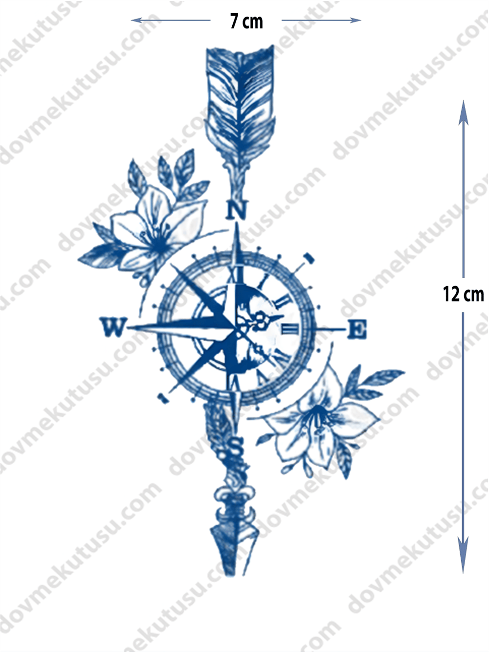 Yarı Kalıcı Ok ve Pusula Motifi Dövme – Yön, Hedef ve Keşfin Sembolü