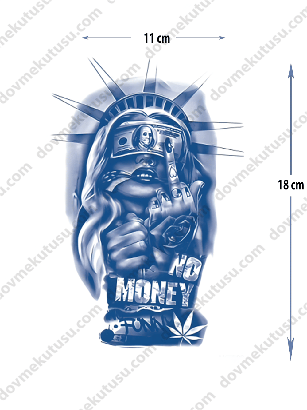 Yarı Kalıcı Orta Boy Dövme özgürlük heykeli ve more money  tasarımı