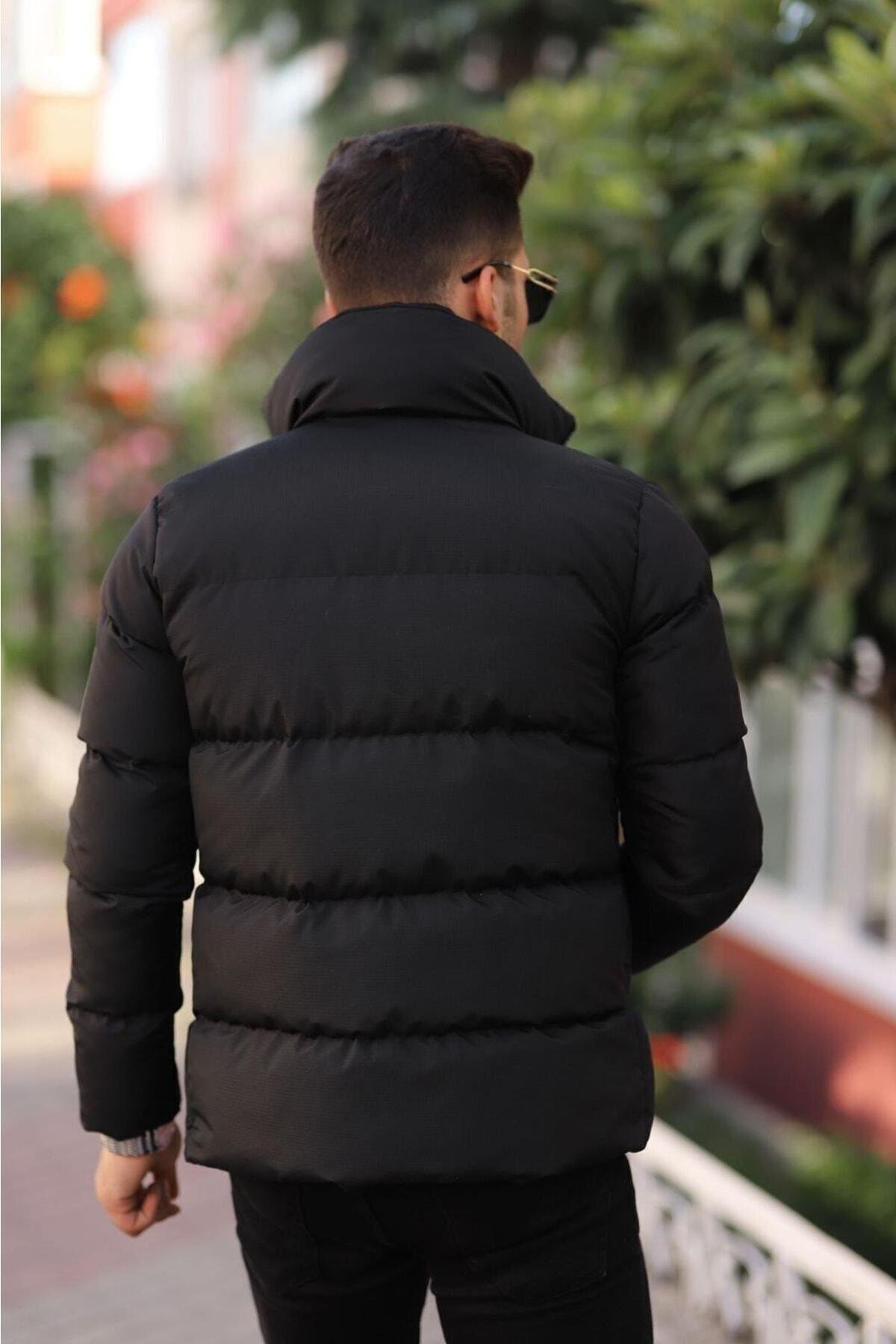 Dik Yakalı Erkek Şişme Mont Kışlık Mont Su Geçirmez
