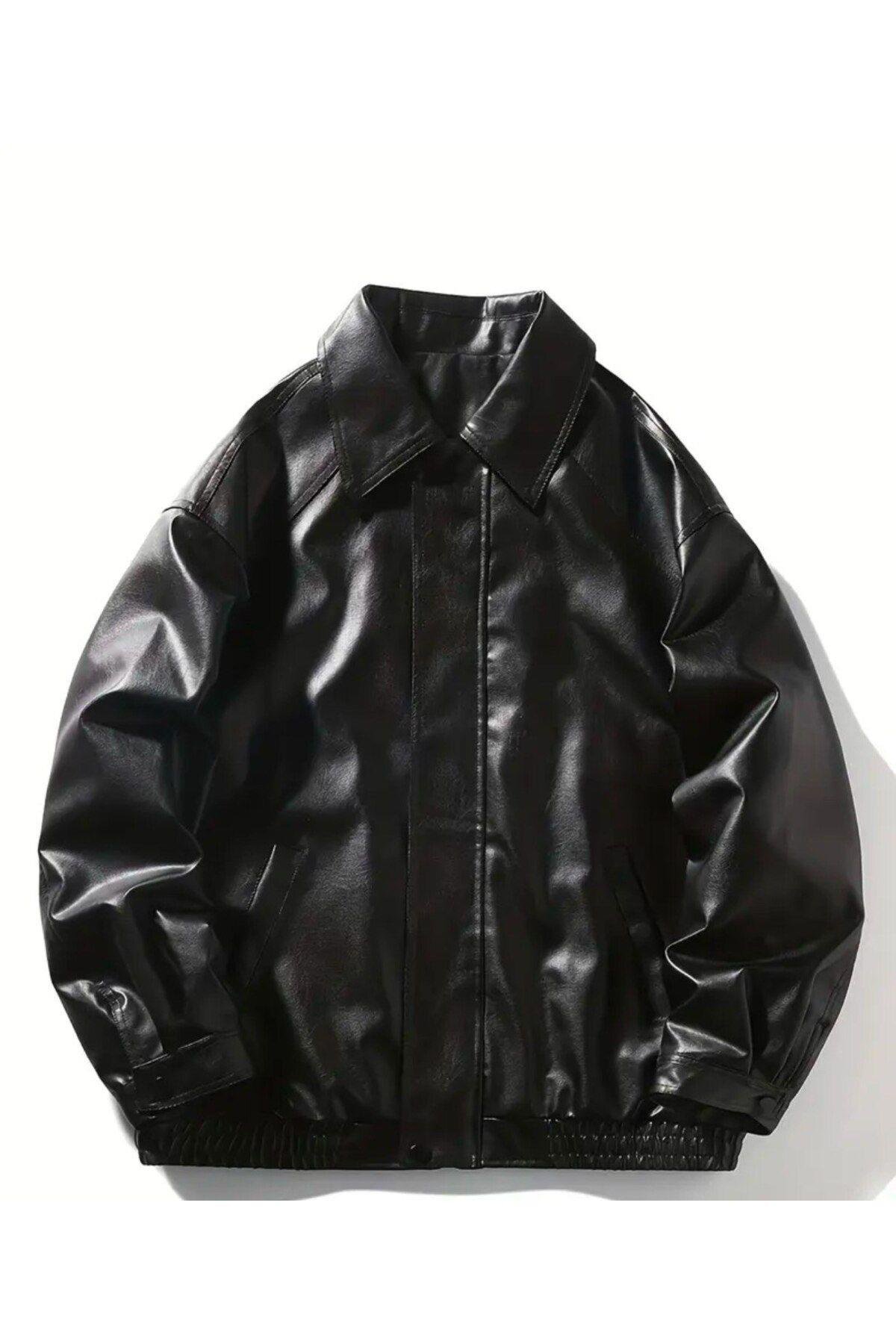Oversize Erkek Deri Ceket Vintage ceket Unisex Mont