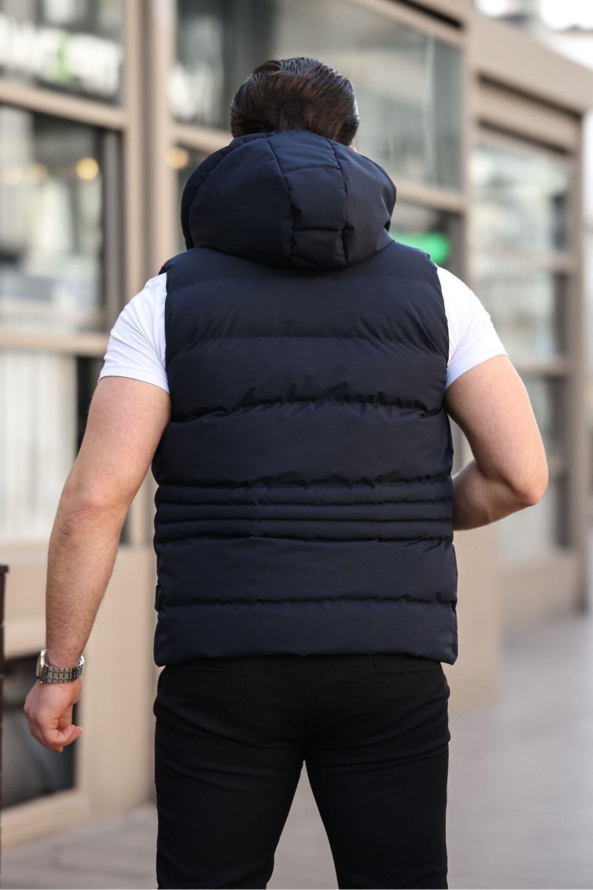 Su Geçirmez Erkek Çıkarılır Kapüsonlu Yelek